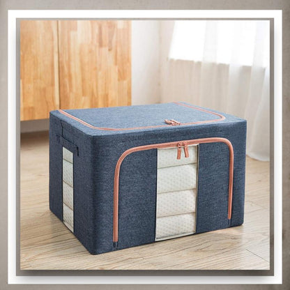 Set 3 x Organizator Pliabil cu Fermoar si Fereastra pentru Depozitare 24L + 66L + 100L, Albastru