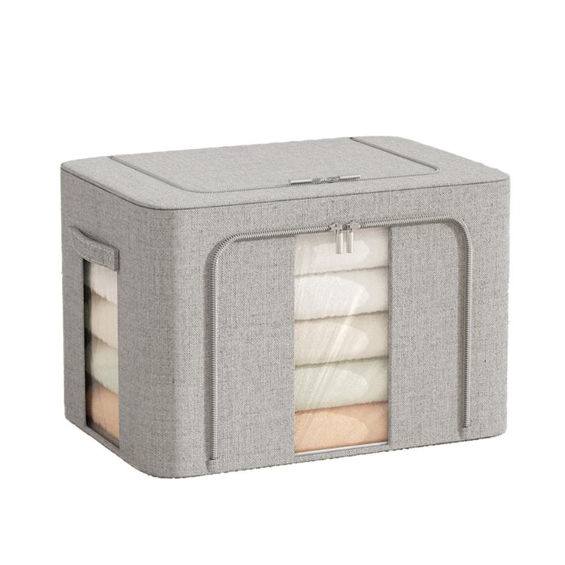 Set 3 x Organizator Pliabil cu Fermoar si Fereastra pentru Depozitare 24L + 66L + 100L, Gri