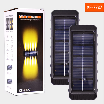 Set 2 x Lampa Solara Perete LED XF-7727, Iluminare Dubla, Alimentare Solara, Rezistenta la Apa, Iluminat Exterior Curte Terasa Gradina