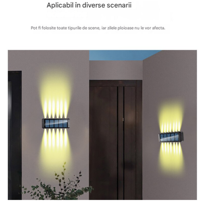 Set 2 x Lampa Solara Perete LED XF-7727, Iluminare Dubla, Alimentare Solara, Rezistenta la Apa, Iluminat Exterior Curte Terasa Gradina