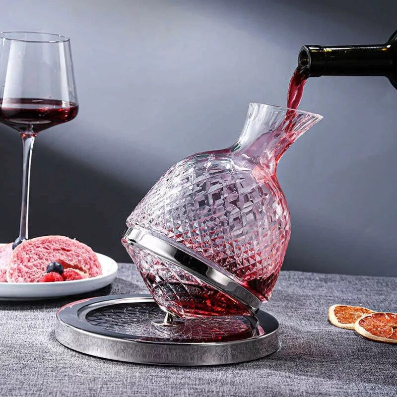 Decantor De Vin Rotativ De Lux Cu Suport Inclus, 1500 ml