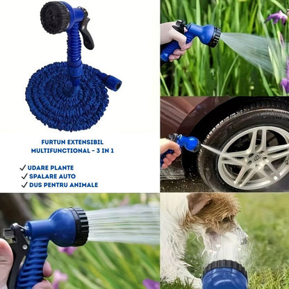 Set Plasa Anti Insecte Magnetica pentru Usa + Furtun Extensibil 60M cu Accesoriu de Stropit – Pachet Util pentru Casa si Gradina
