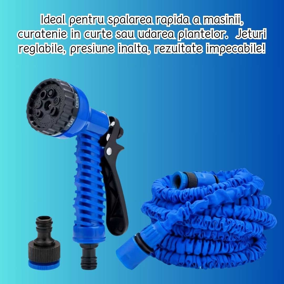 Set Plasa Anti Insecte Magnetica pentru Usa + Furtun Extensibil 22.5M cu Accesoriu de Stropit – Pachet Util pentru Casa si Gradina