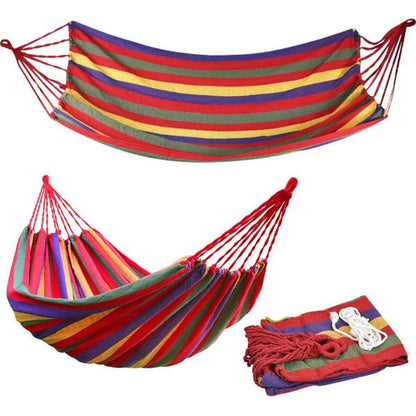 Set 2 x Hamac Multicolor 180x80 cm din Bumbac – Hamac Gradina si Camping cu Sistem de Prindere Inclus