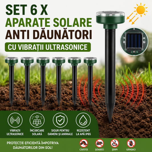 Set 6 x Aparate Solare Anti Daunatori Cu Vibratii Ultrasonice, Protectie Extinsa, Rezistente La Apa