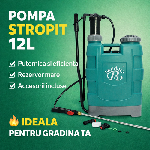 Pompa de Stropit Manuala 12L tip Vermorel, Pulverizator Puternic Gradina, Rezervor Mare, Accesorii Incluse – Ideal pentru Pomi, Legume si Flori