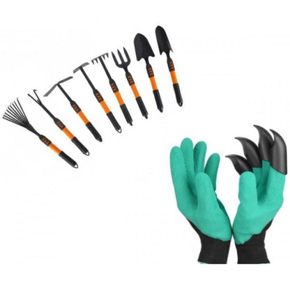 Set Unelte Gradina 7 Piese cu Manusi pentru Plantare – Kit Gradinarit cu Lopatica, Grebla si Accesorii