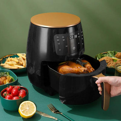 Air Fryer - Friteuza fara Ulei 6 Litri, Display Digital, 2400 W, Functie de Coacere + 100 Hartii Cadou