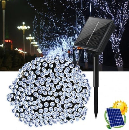 Set 2 x Decoratiune Solara Exterior 50m cu 500 LED Alb Rece – Ghirlanda Luminoasa pentru Gradina, Terasa, Curte, IP65
