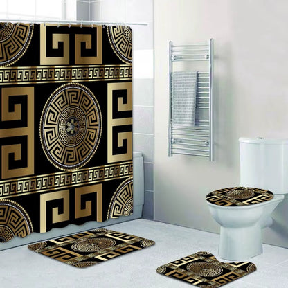 Set Pentru Baie Premium cu 4 Piese: Perdea, Covorase Si Husa De Toaleta - Versace