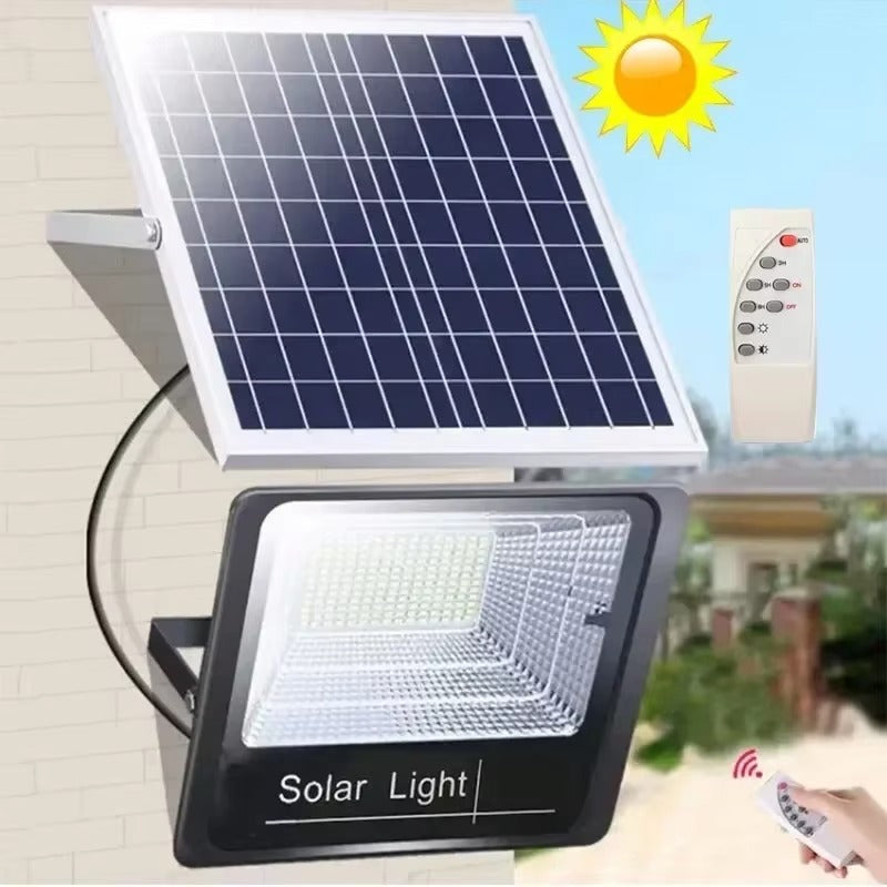 Proiector Solar LED 300W SMD cu Panou Solar si Telecomanda – IP65, Iluminare Puternica pentru Curte si Exterior