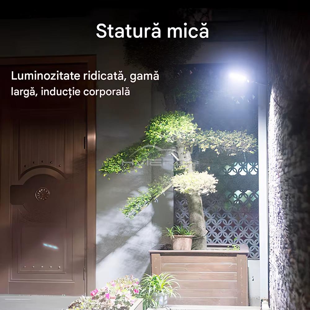 Set 2 x Proiector Solar 6 Celule LED cu Senzor de Miscare, Iluminat Exterior Gradina Curte Alee, Incarcare Solara, Rezistenta la Apa