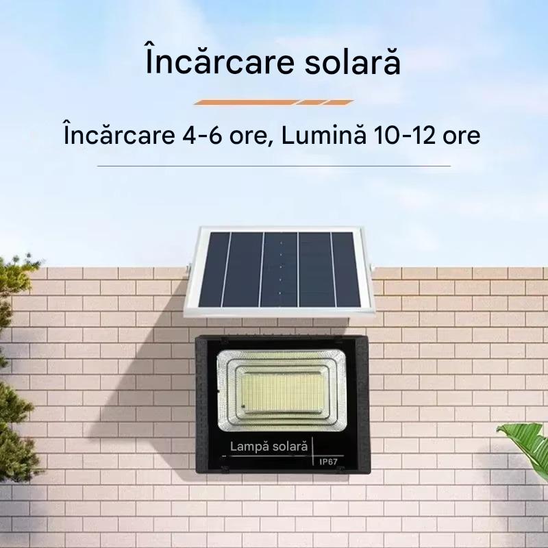 Proiector Solar LED 60W cu Panou Solar Premium, IP67 Rezistent la Apa, Iluminare Puternica Exterior Curte, Gradina, Garaj