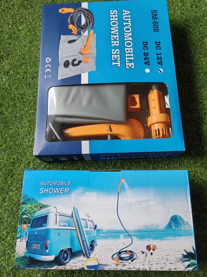 Dus Portabil Electric 12V / 220V pentru Camping, Gradina si Calatorii, Pompa Electrica, Cap Dus cu Presiune Constanta