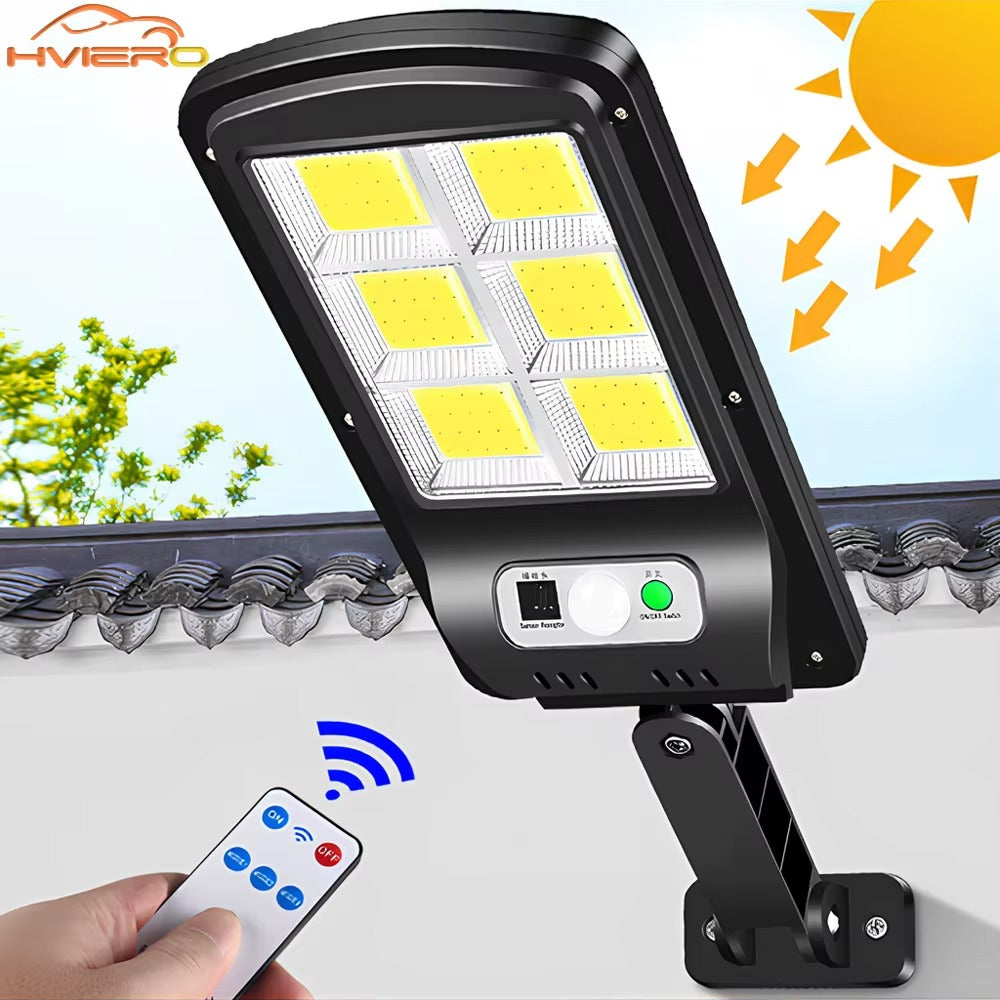 Set 2 x Proiector Solar 6 Celule LED cu Senzor de Miscare, Iluminat Exterior Gradina Curte Alee, Incarcare Solara, Rezistenta la Apa