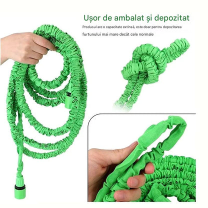 Furtun Extensibil Gradina 30 Metri cu Accesoriu Multifunctional de Stropit – Furtun Elastic pentru Udat, Spalat si Irigat