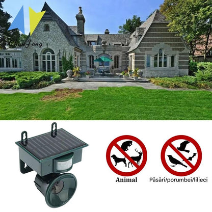 Sistem Solar Anti Pasari pentru Gradina, Terasa si Acoperis – Aparat cu Ultrasunete si Detector Miscare