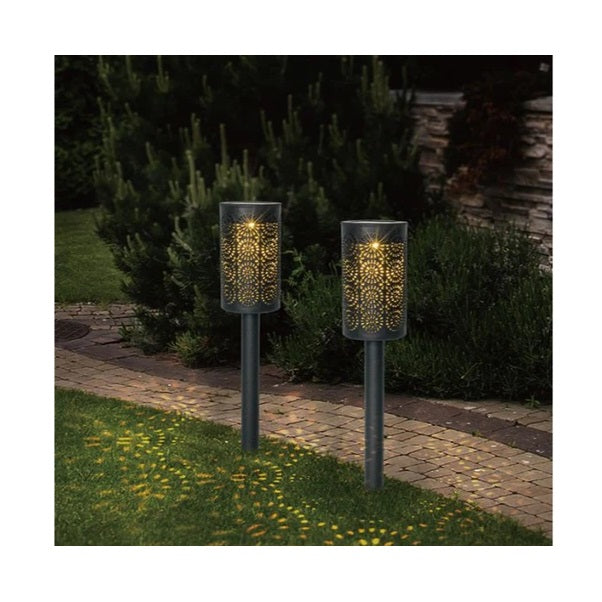 Set 3 x Lampa Led cu Incarcare Solara, Model Mandala Reliefat 29.5cm