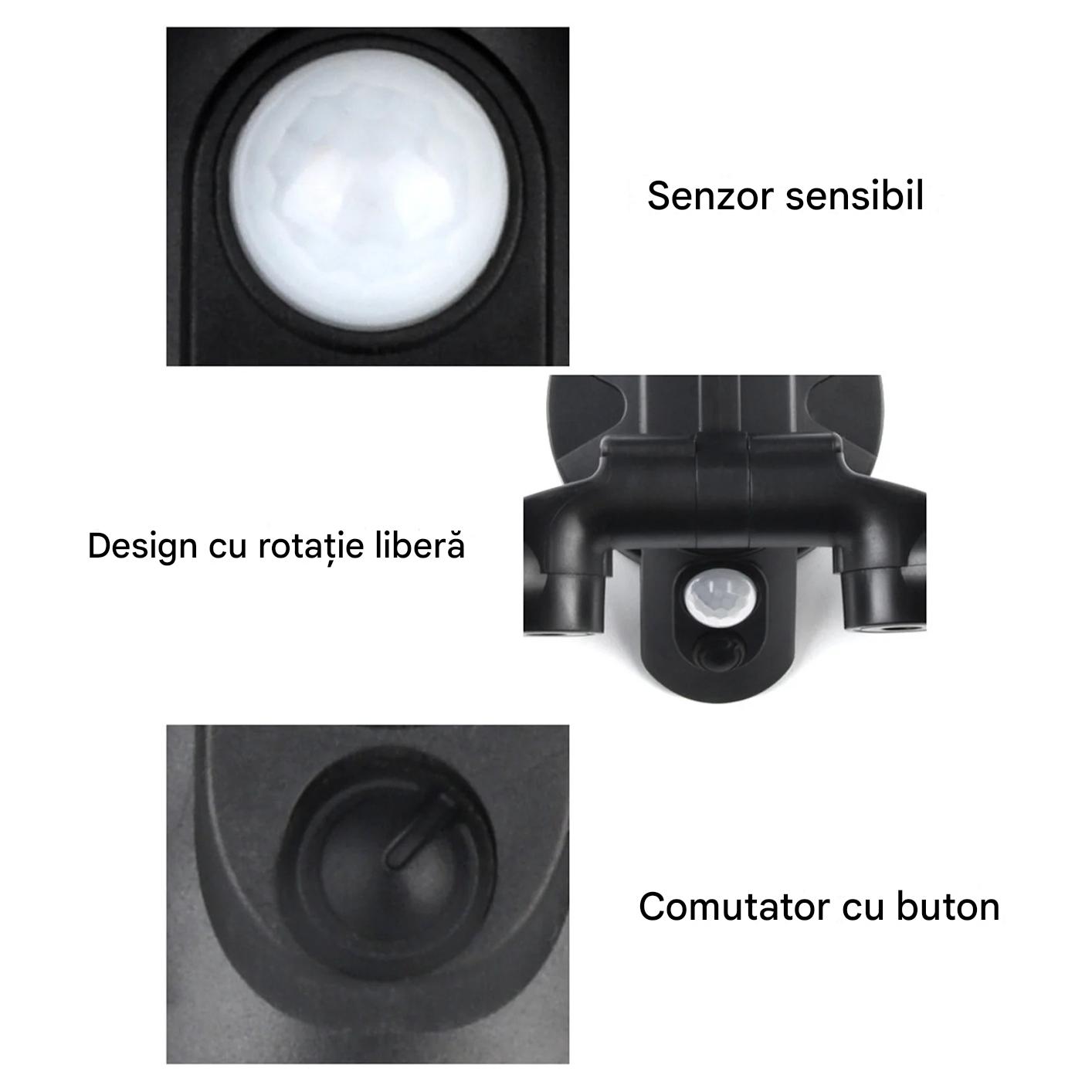 Lampa Solara 78 LED cu Senzor Miscare si Panou Solar Reglabil