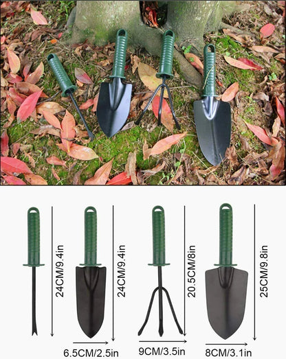 Set Unelte Gradina 4 Piese cu Manusi pentru Plantare – Lopatica, Grebla, Cultivator si Accesorii pentru Gradinarit