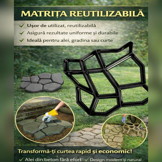 Sablon pentru Pavaj Gradina – Matrita Reutilizabila pentru Turnat Alea si Imitatie Piatra Naturala