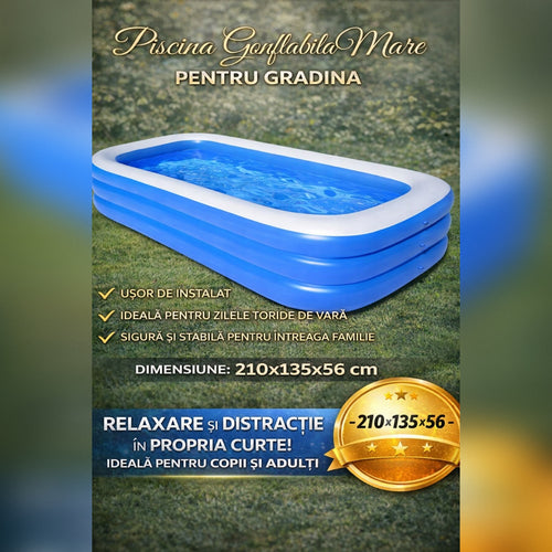 Piscina Gonflabila Mare pentru Gradina 210x135x56 cm – Piscina Copii si Adulti pentru Exterior, Vara