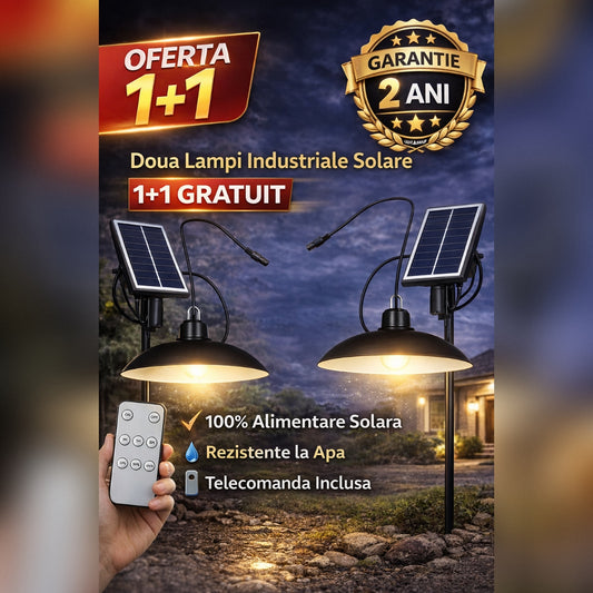Set 2 x Lampa Solara LED Suspendata cu Telecomanda XF-707 – Panou Solar Extern, Iluminat Exterior Curte