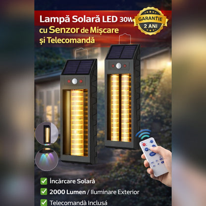 Lampa Solara 30W Color Ultra Puternica – Iluminare Automata Exterior cu Senzor de Miscare