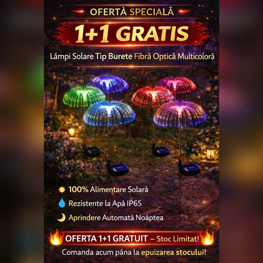 Set 2 x Lampa Solara Decorativa Tip Palmier Multicolor LED pentru Gradina, Iluminat Exterior Curte, Terasa, Alei, Rezistenta la Apa