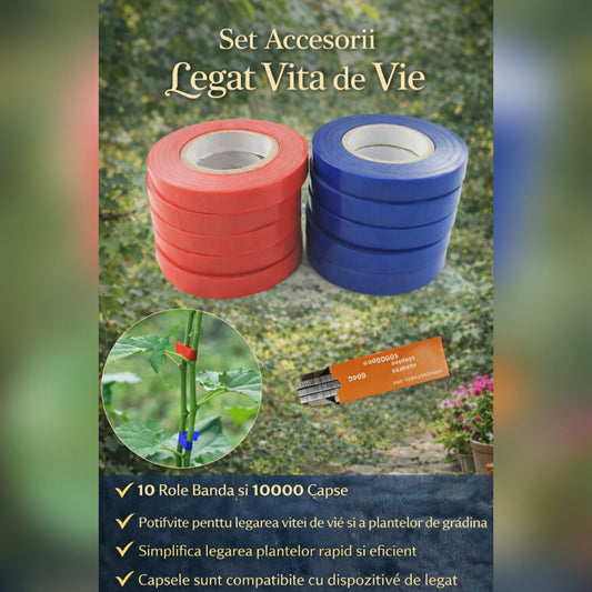 Set Accesorii Legat Vita de Vie – 10 Role Banda si 10000 Capse pentru Aparat de Legat Plante
