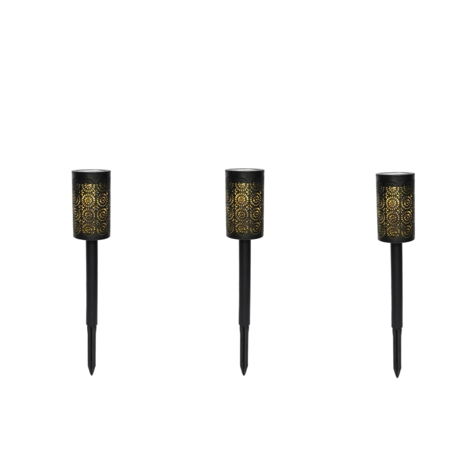 Set 3 x Lampa Led cu Incarcare Solara, Model Mandala Reliefat 29.5cm