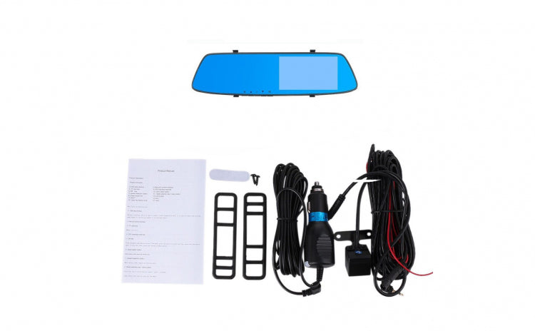 Camera video-auto full-HD dubla tip oglinda, ecran tactil 4.3 inch, camera spate + cabluri incluse, L1001M