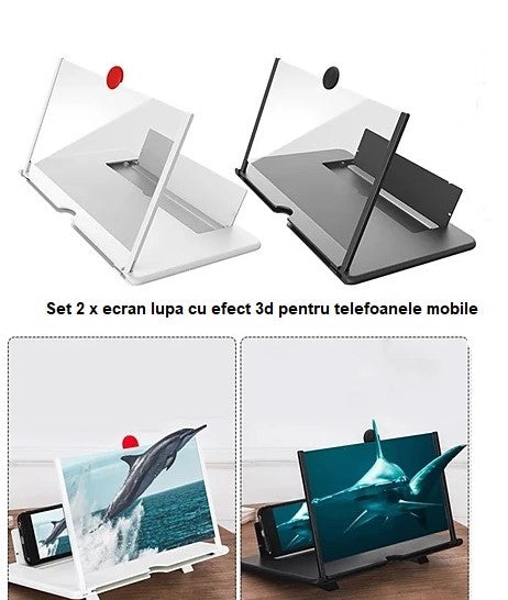 Set 2 x Ecran lupa cu efect 3D pentru telefoanele mobile