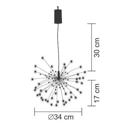 Instalatie tip artificii 120 LED, cu telecomanda, Alb cald