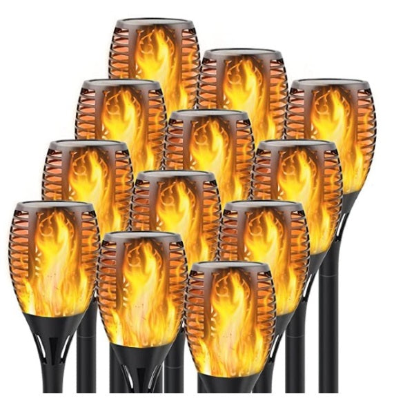 Set 10 x Lampa solara tip torta cu efect flacara 51.5 cm