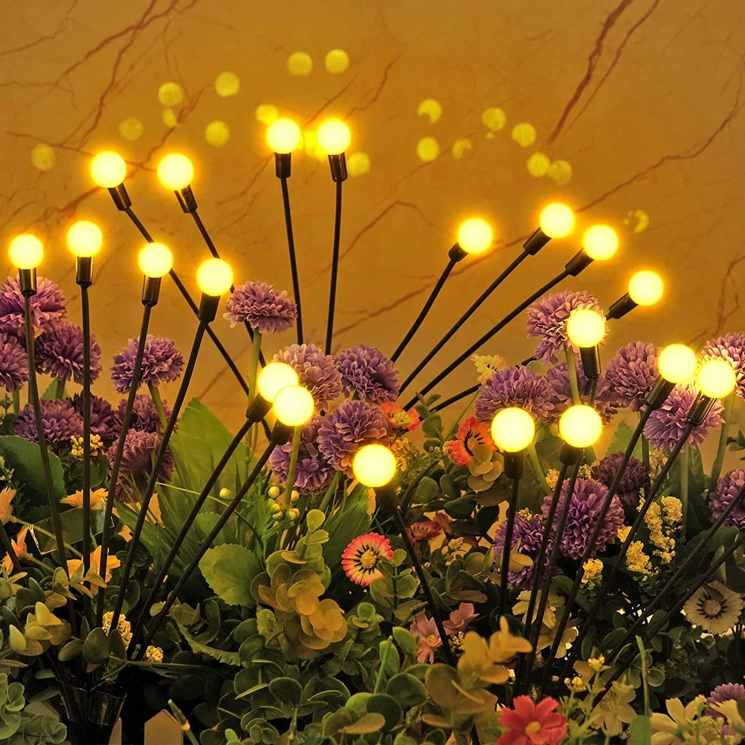 Set 2 x lampa solara pentru gradina cu bulbi - alb cald